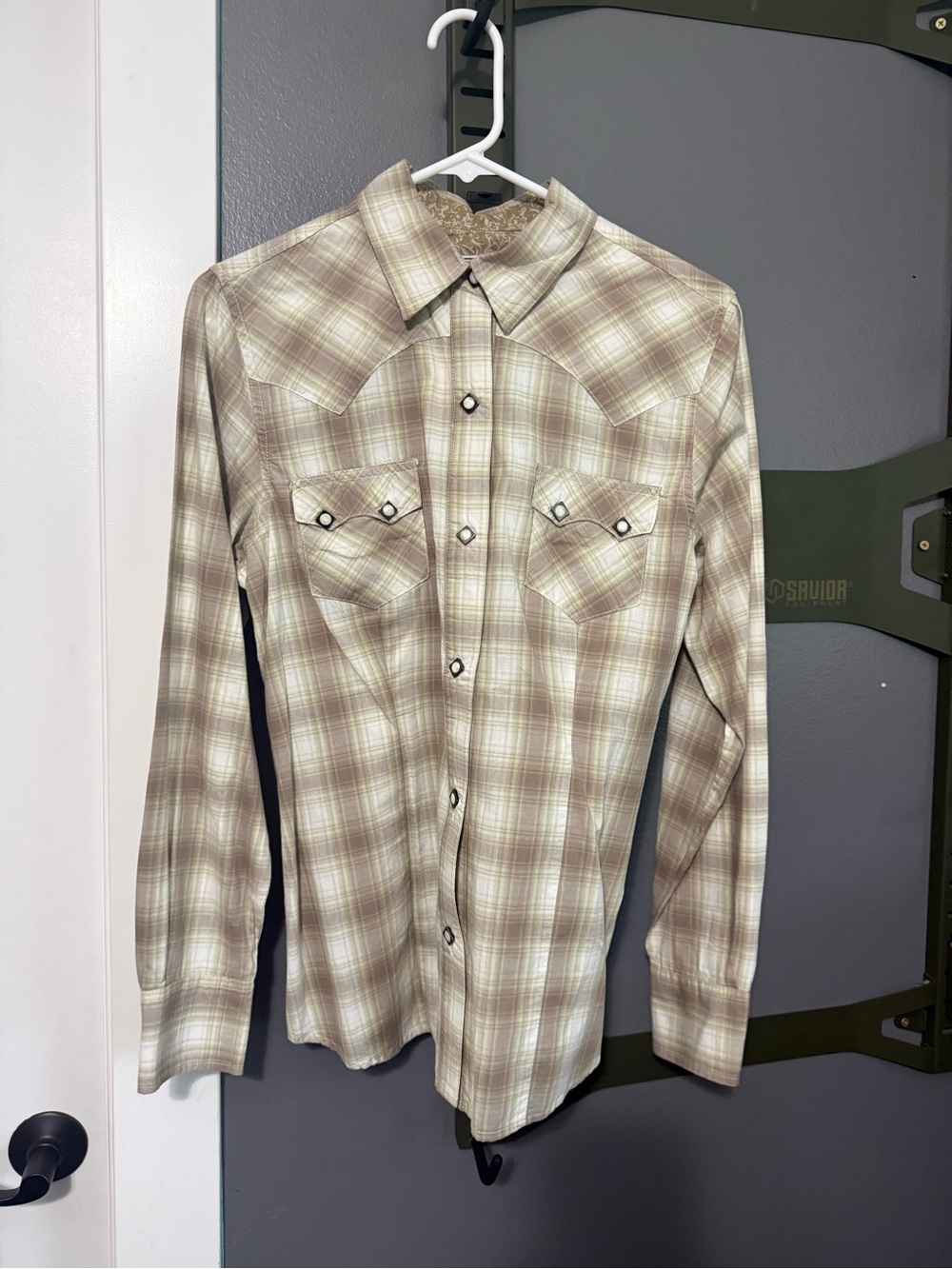 Roper Beige and Light Brown Plaid Western Button-Down Shirt